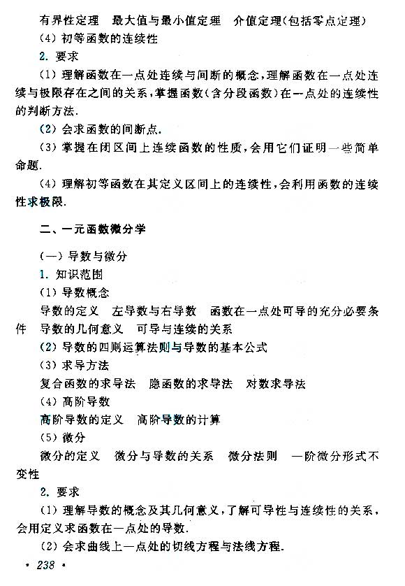 2015年成考專升本高等數學(二)考試大綱