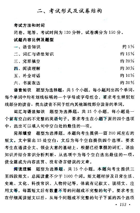 2015年成人高考高起點(diǎn)《英語(yǔ)》考試大綱